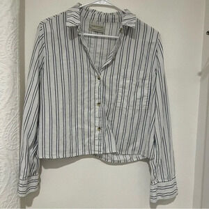 Urban Outfitters Cropped Striped Button Down